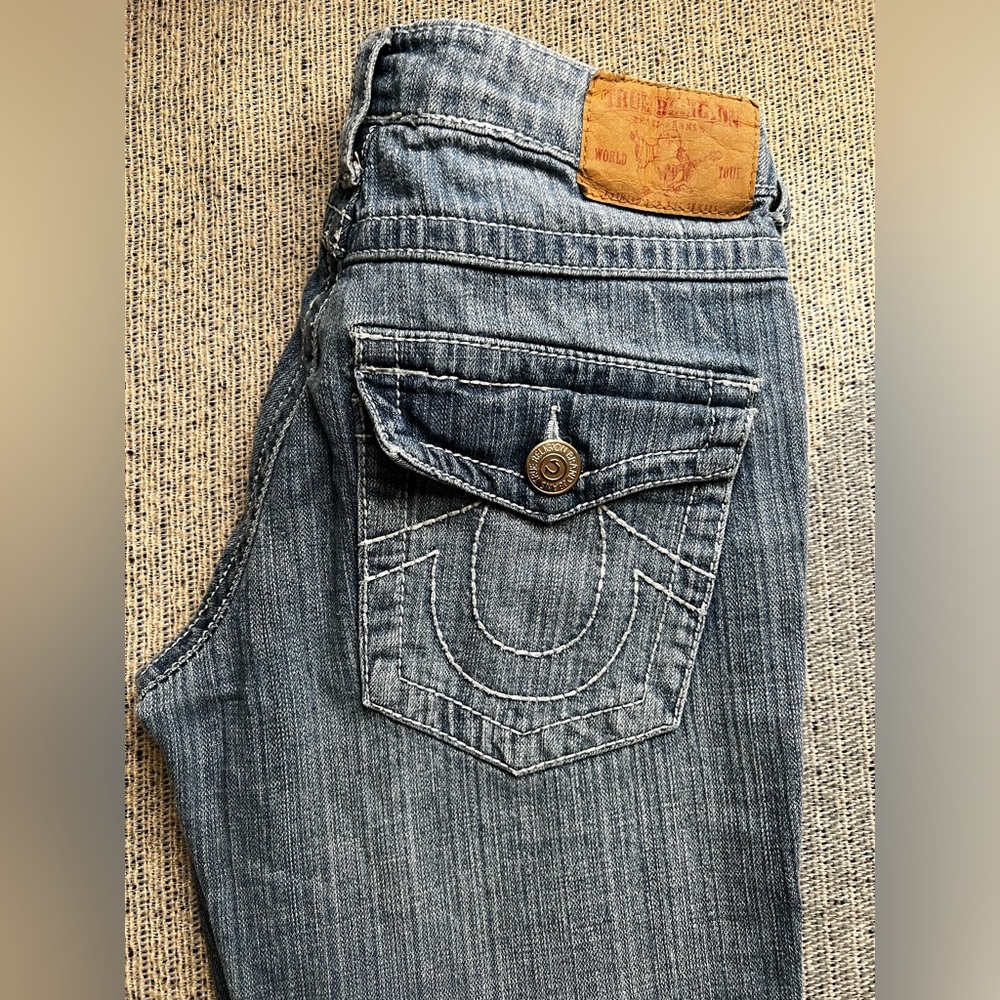 True Religion Super T Low to Mid Rise Straight Jeans, Size 29